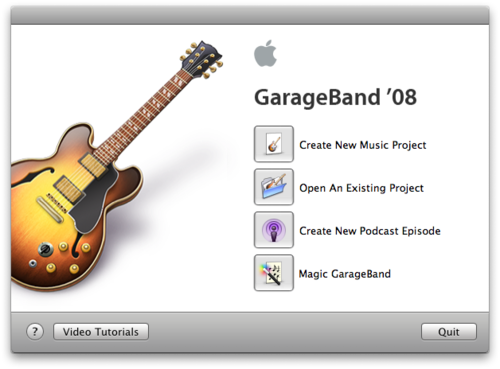 Screenshot of GarageBand '08